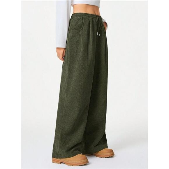 Wide Leg Corduroy Drawstring Pants - Picture 8 of 16